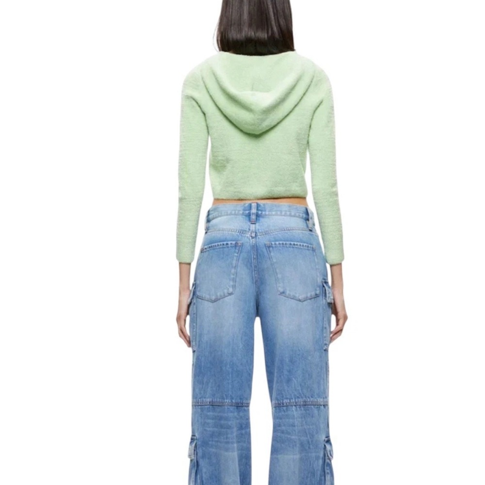 Alice + Olivia Lidell Cropped Zip Up Hoodie Color Pistachio Size XL NWT Sealed - Picture 3 of 3